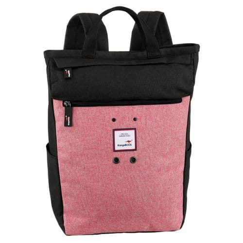 Cityrucksack KANGAROOS, Gr. B/H/T: 25cm x 36,5cm x 17cm, pink (pink, schwarz), Nylon, Rucksäcke Cityrucksack, Freizeitrucksack Arbeitsrucksack